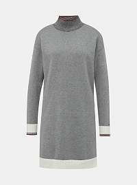Tommy Hilfiger sivé svetrové šaty s prímesou vlny