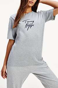 Tommy Hilfiger sivé tričko SS Logo Tee Grey Heather