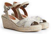 Tommy Hilfiger sivo-strieborné topánky na kline Metallic Wedge Sandals