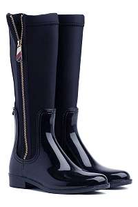 Tommy Hilfiger tmavo modré gumáky Material Mix Long Ra Midnight