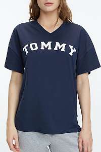 Tommy Hilfiger tmavo modré oversize tričko VN Tee SS Print s logom