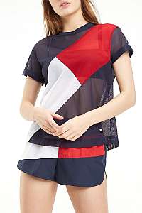 Tommy Hilfiger tmavo modré transparentné tričko CLB T-shirt SS