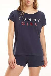 Tommy Hilfiger tmavo modré tričko CN TEE SS s logom - L