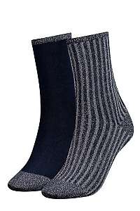 Tommy Hilfiger tmavo modrý 2 pack ponožiek Glitter Socks