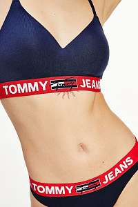 Tommy Hilfiger tmavomodrá podprsenka Bralette Lift s červenou gumou