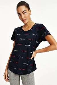 Tommy Hilfiger tmavomodré dámske tričko SS Tee Print s nápismi
