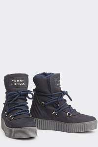 Tommy Hilfiger tmavomodré kožené členkové topánky Cosy Bootie Navy Blazer