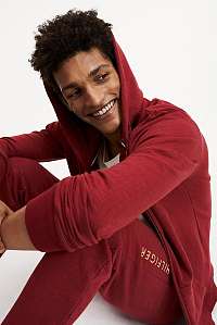 Tommy Hilfiger vínová pánska mikina Hoodie LS FZ HWK s kapucňou