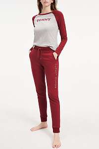 Tommy Hilfiger vínové/bordové domáce nohavice Cuffed Pant