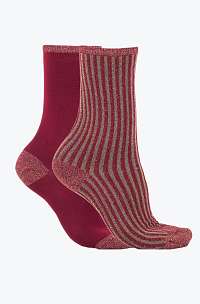Tommy Hilfiger vínovo-zlatý 2 pack ponožiek Glitter Socks