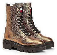 Tommy Hilfiger zlaté topánky Rugged Classic Metallic Bootie Dark Gold