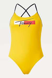 Tommy Hilfiger žlté jednodielne plavky Cheeky One-piece s logom