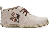 Toms púdrové členkové kožené tenisky Boty Floral Embroidery Leather Rope Sole