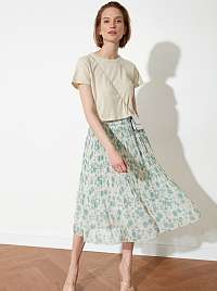 Trendyol krémová plisovaná midi sukňa