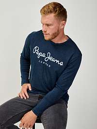 Tričká s dlhým rukávom pre mužov Pepe Jeans - tmavomodrá