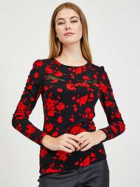 Tričká s dlhým rukávom pre ženy ORSAY - čierna, červená