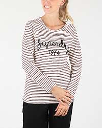 Tričká s dlhým rukávom pre ženy Superdry - červená, biela