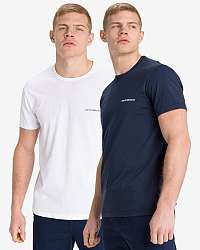 Tričká s krátkym rukávom pre mužov Emporio Armani - modrá, biela
