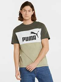 Tričká s krátkym rukávom pre mužov Puma - kaki, biela