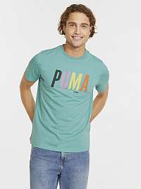 Tyrkysové pánske tričko s grafickou potlačou Puma