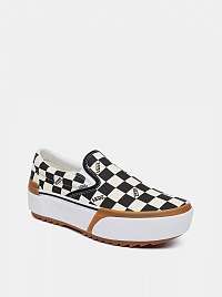 Vans čierno-krémové kockované dámske slip on na platforme