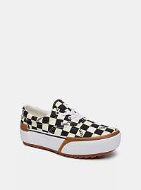 Vans čierno-krémové kockované tenisky na platforme