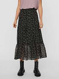 Vero Moda čierna midi sukňa s farebnými motívmi