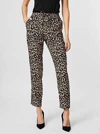 Vero Moda hnedé skrátené nohavice Simply s leopardím vzorom