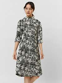 Vero Moda krémovo-čierne košeľové šaty Petrinanora so vzormi