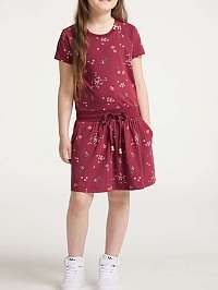 Vínové dievčenské krátke kvetinové šaty s vreckami Ragwear Magy