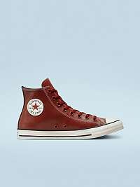 Vínové pánske kožené členkové tenisky Converse Chuck Taylor All Star
