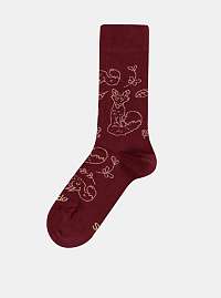 Vínové vzorované ponožky Fusakle Lisiak v lese