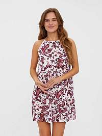 Vínovo-biele vzorované krátke šaty VERO MODA Peace