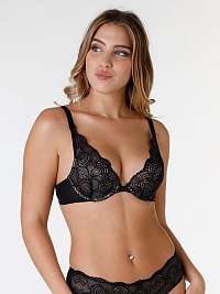 WONDERBRA GLAMOUR TRIANGLE PUSH-UP BRA - Dámska krajková podprsenka push-up - čierna