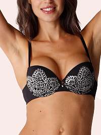 WONDERBRA SPIRIT LACE PUSH-UP BRA - Dámska krajková podprsenka - čierna - smotanová