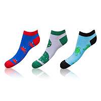 Zábavné členkové ponožky CRAZY IN-SHOE SOCKS 3 páry - Zábavné nízke bláznivé ponožky unisex v sade 3 párov - modré - sivé - svetlomodré