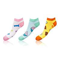 Zábavné členkové ponožky CRAZY IN-SHOE SOCKS 3 páry - Zábavné nízke bláznivé ponožky unisex v sade 3 párov - ružová - svetlozelená - žltá