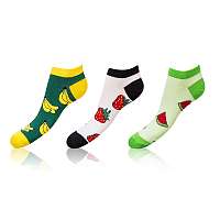 Zábavné členkové ponožky CRAZY IN-SHOE SOCKS 3 páry - Zábavné nízke bláznivé ponožky unisex v sade 3 párov - zelené - biele - svetlozelené