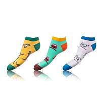 Zábavné členkové ponožky CRAZY IN-SHOE SOCKS 3 páry - Zábavné nízke bláznivé ponožky unisex v sade 3 párov - žlté - zelené - biele