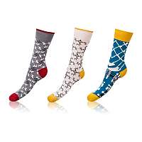 Zábavné ponožky CRAZY SOCKS 3 páry - Funny crazy ponožky 3 páry - sivé - biele - modré