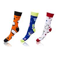 Zábavné ponožky CRAZY SOCKS 3 páry - Zábavné bláznivé ponožky 3 páry - oranžové - modré - biele