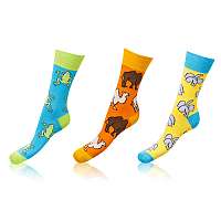 Zábavné ponožky CRAZY SOCKS 3 páry - Zábavné bláznivé ponožky 3 páry - svetlomodré - oranžové - žlté