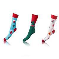 Zábavné ponožky CRAZY SOCKS 3 páry - Zábavné bláznivé ponožky 3 páry - svetlomodré - zelené - biele
