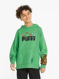 Zelená chlapčenská mikina s kapucňou Puma x MINECRAFT