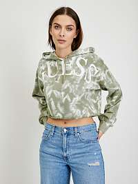 Zelená dámska batikovaná mikina s kapucňou Guess Tie Dye