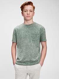 Zelené chlapčenské tričko GAP Teen z organickej bavlny s vreckom