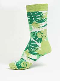 Zelené dámske ponožky s motívom listov Happy Socks Jungle