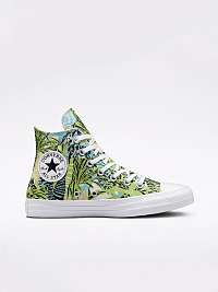 Zelené dámske vzorované členkové tenisky Converse Chuck Taylor Tropical
