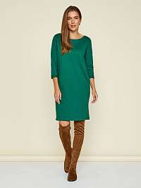 Zelené dámske základné šaty s trojštvrťovými rukávmi a vreckami ZOOT Baseline Hana 2