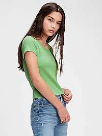 Zelené dievčenské recyklované tričko GAP Teen henley